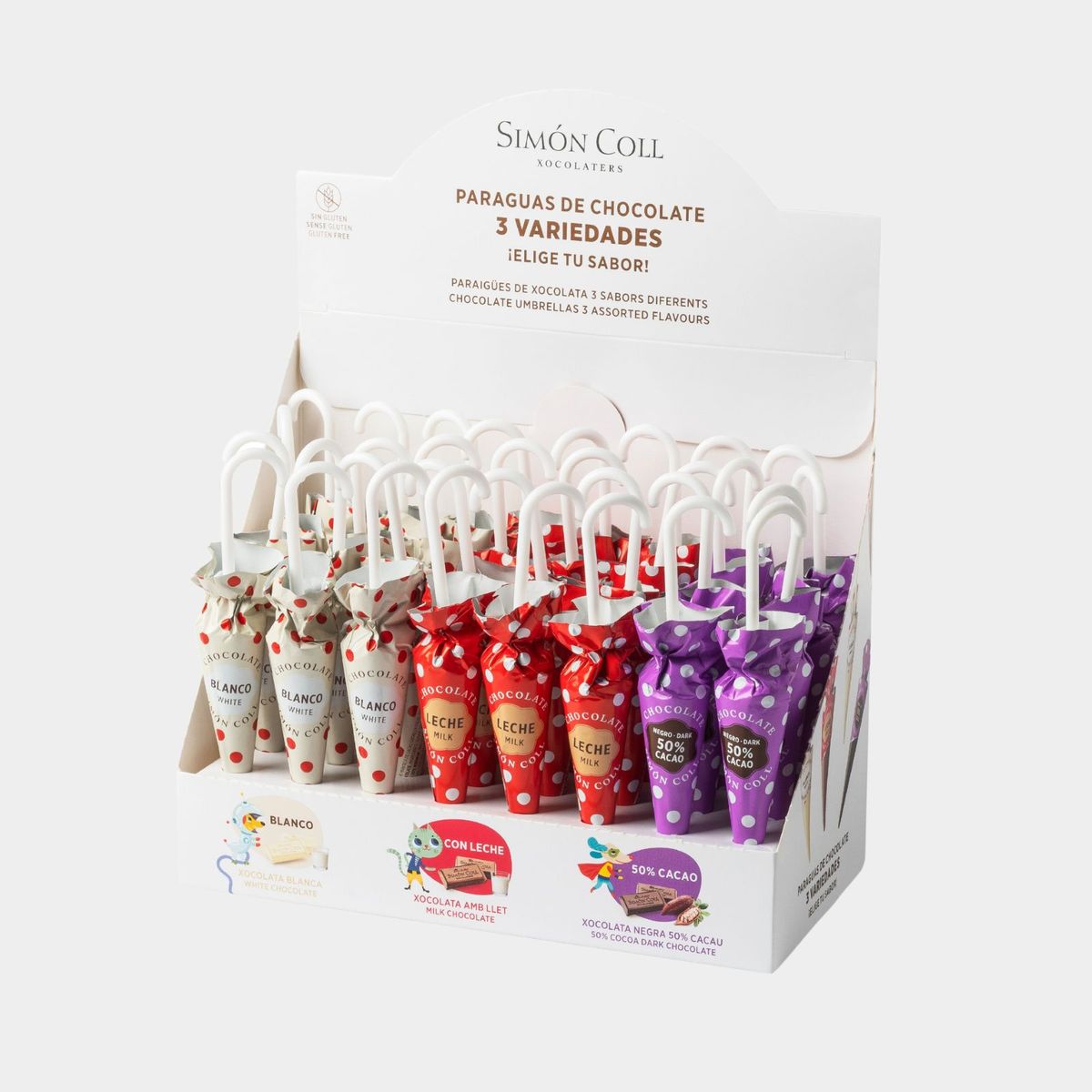 Mix dáždnikov 3 druhy čokolád (32 ks)