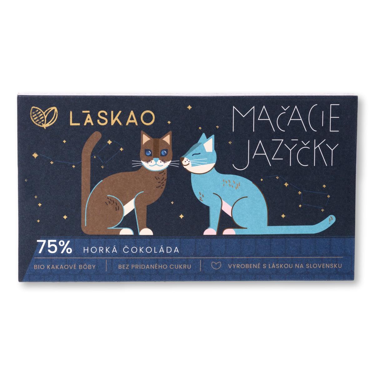 Mačacie jazýčky 75 % horká čokoláda