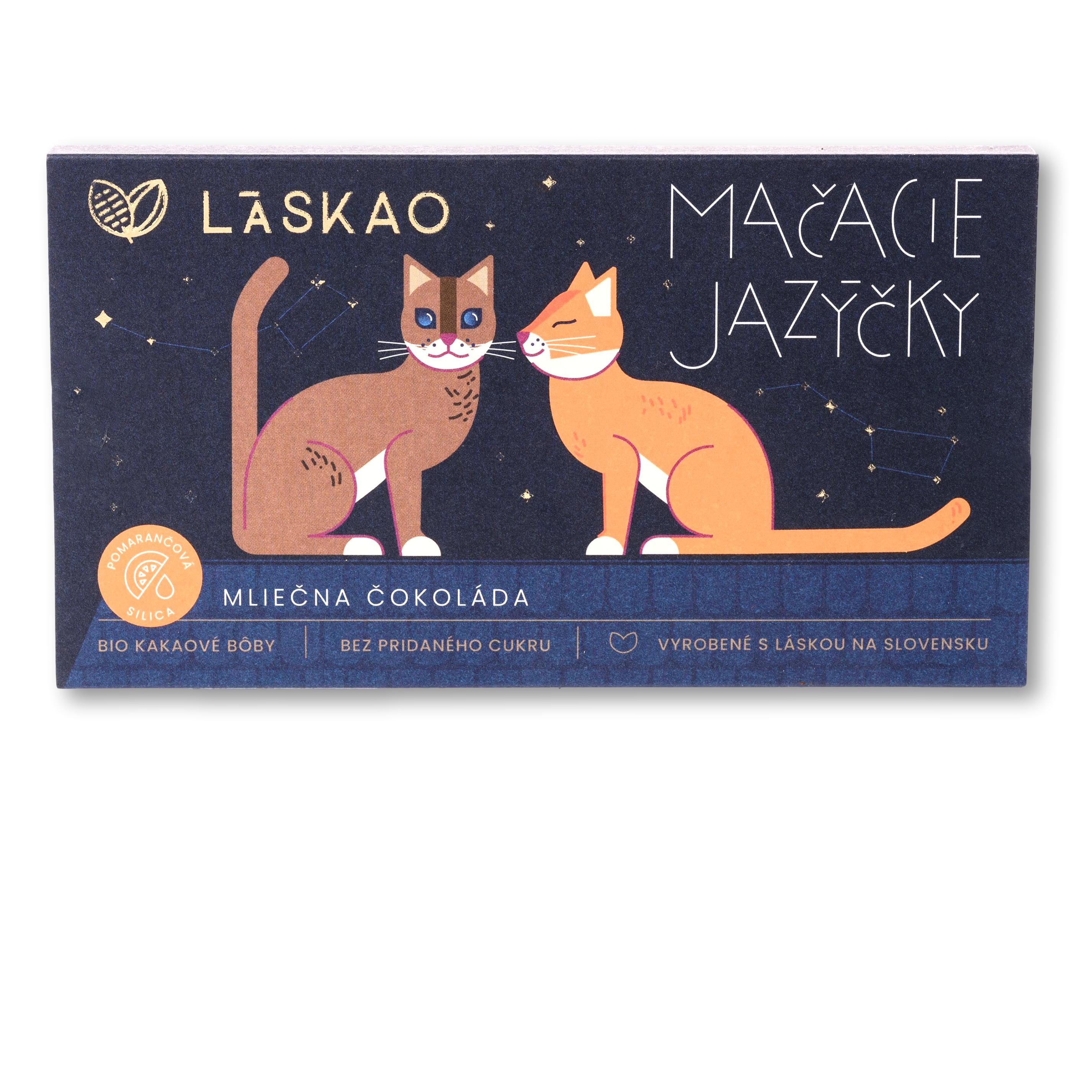 Mačacie jazýčky mliečna čokoláda s pomarančovou príchuťou