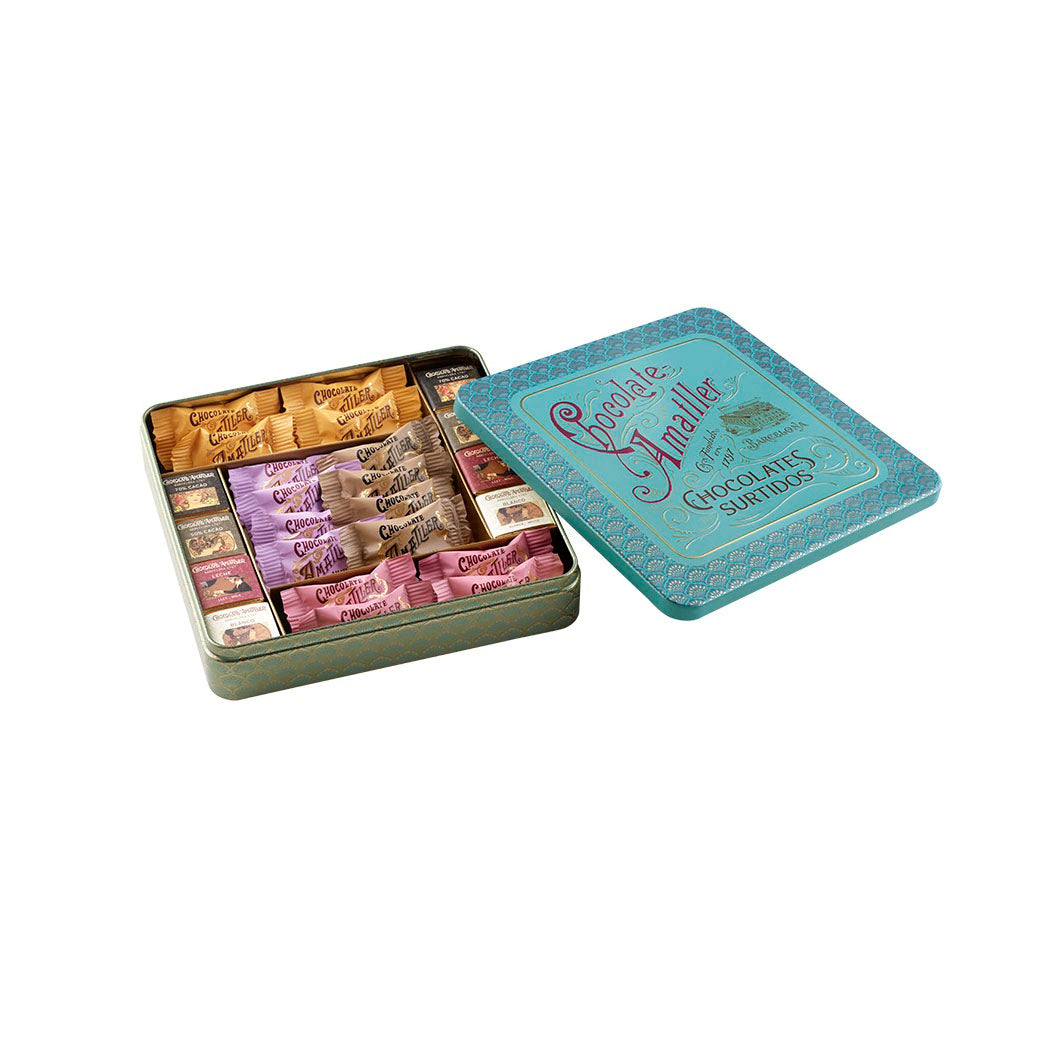 Pralinky a čokolády v kovovom balení